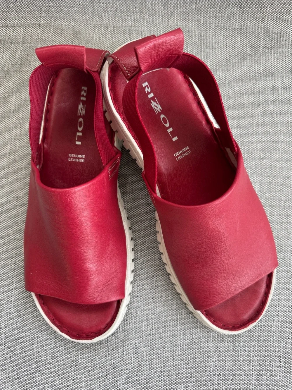 Rizoli Red Genuine Leather Ivoire Slingback slight Platform padded bed Sandals 8
